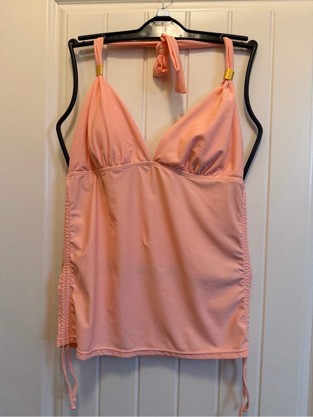 NEVER WORN Peach Halter Tankini with Gold Accents